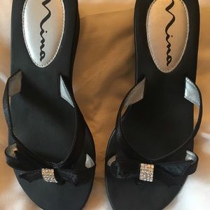 Black Satin wedding flip flop